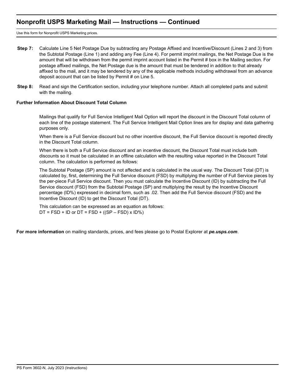 PS Form 3602-N Postage Statement - Nonprofit USPS Marketing Mail, Page 14