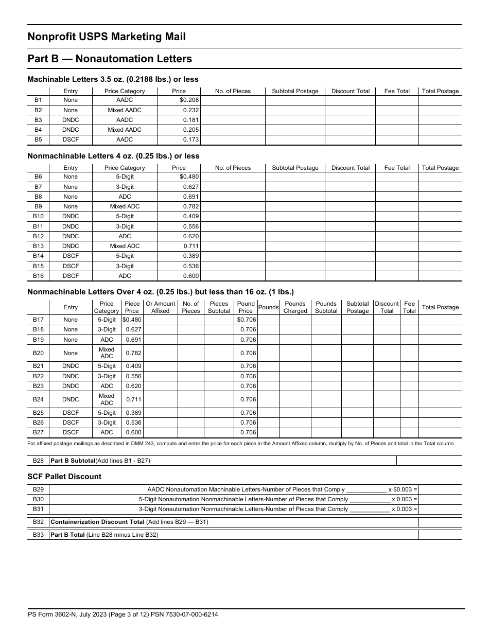 PS Form 3602-N Postage Statement - Nonprofit USPS Marketing Mail, Page 3