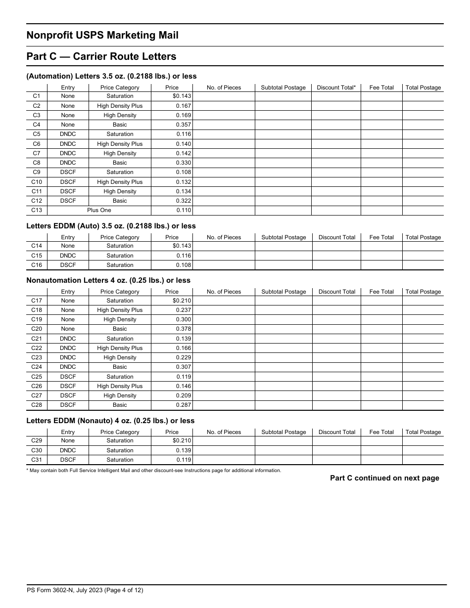 PS Form 3602-N Postage Statement - Nonprofit USPS Marketing Mail, Page 4
