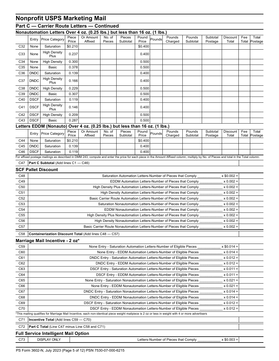 PS Form 3602-N Postage Statement - Nonprofit USPS Marketing Mail, Page 5