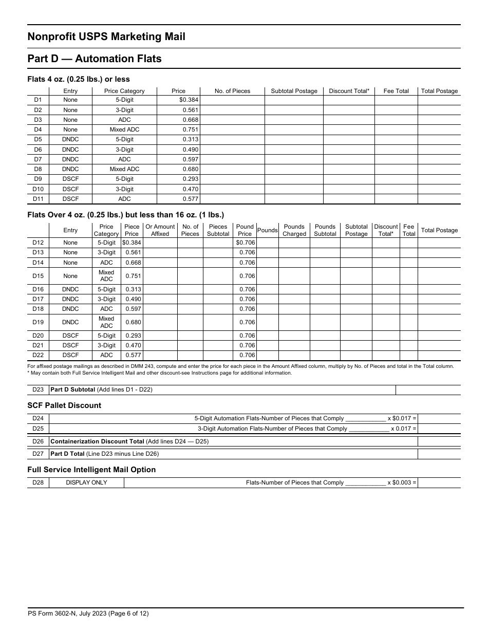 PS Form 3602-N Postage Statement - Nonprofit USPS Marketing Mail, Page 6