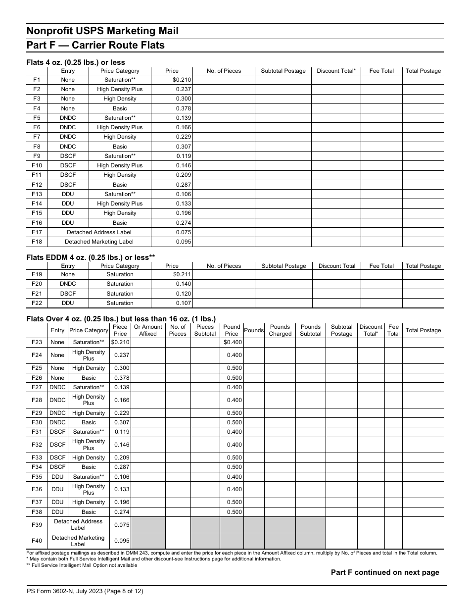 PS Form 3602-N Postage Statement - Nonprofit USPS Marketing Mail, Page 8