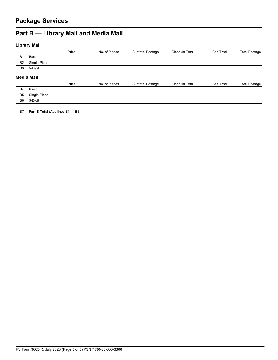 PS Form 3605-R Postage Statement - Package Services, Page 3