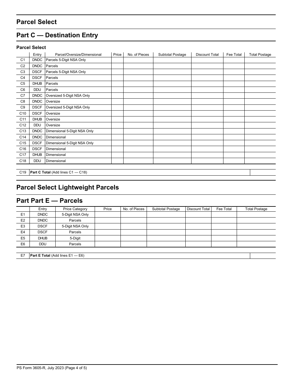 PS Form 3605-R Postage Statement - Package Services, Page 4
