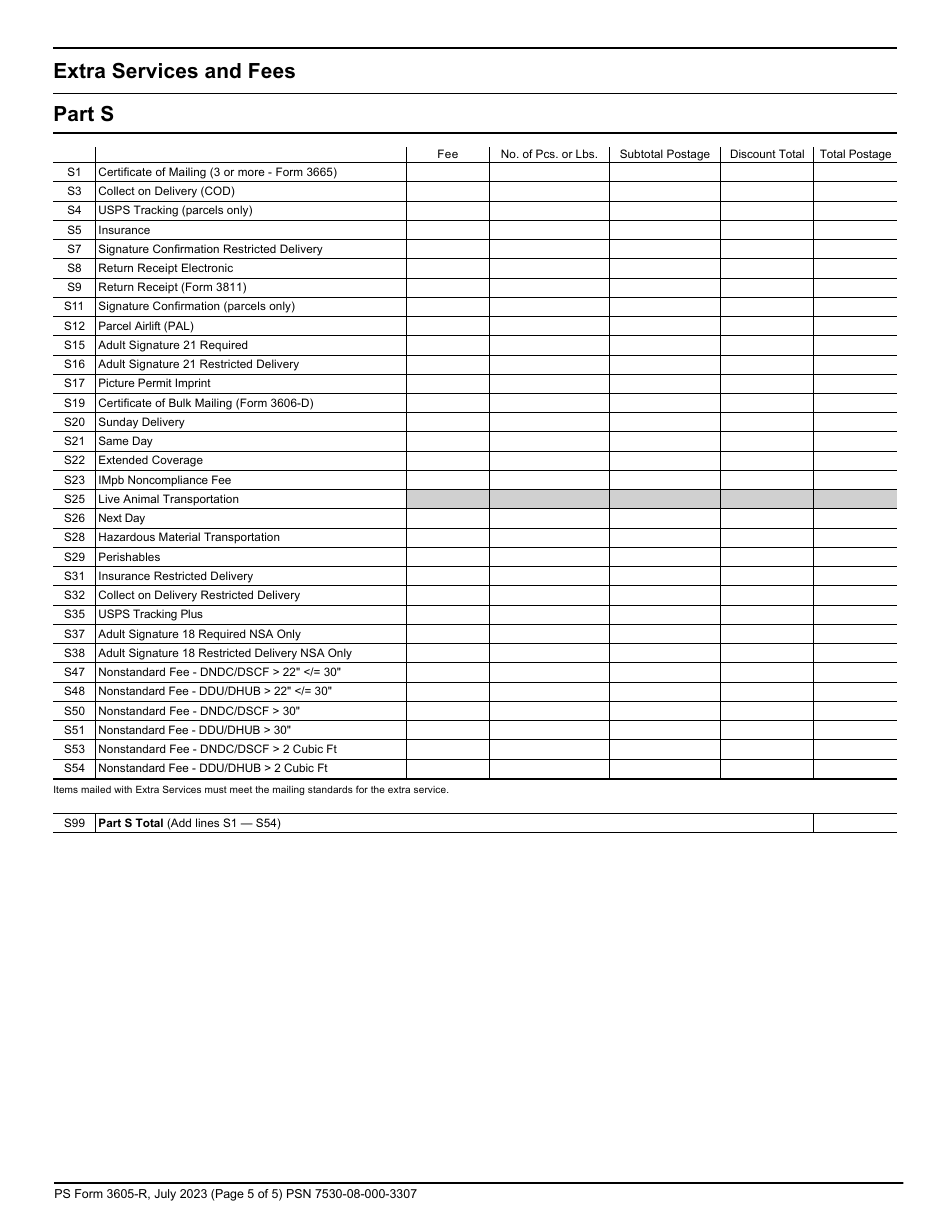 PS Form 3605-R Postage Statement - Package Services, Page 5