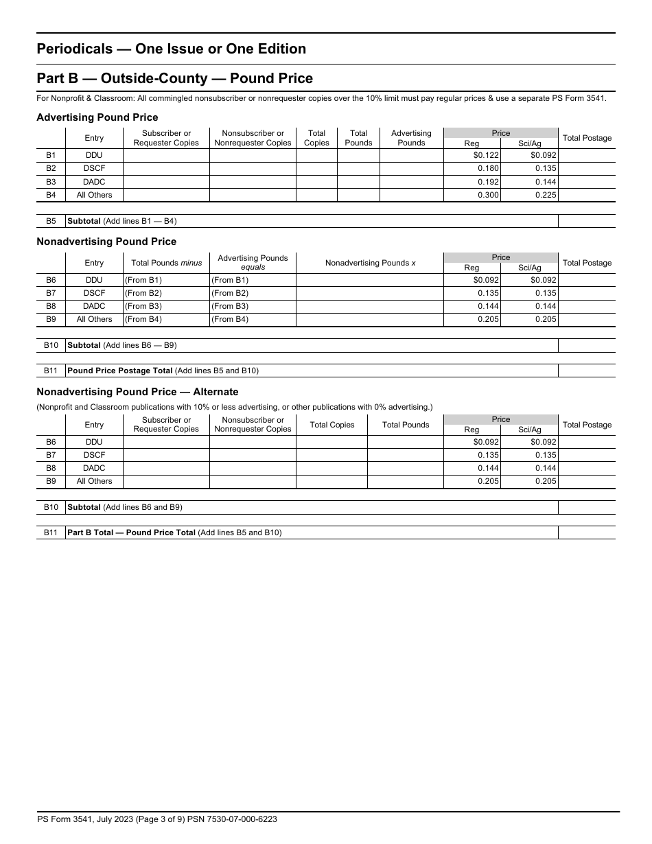 PS Form 3541 Postage Statement - Periodicals, Page 3