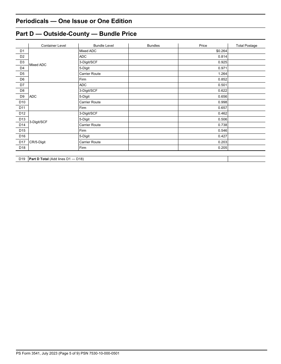 PS Form 3541 Postage Statement - Periodicals, Page 5