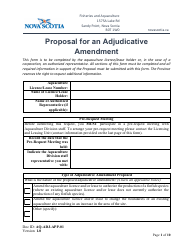 Form AQ-ADJ-APP-01 Proposal for an Adjudicative Amendment - Nova Scotia, Canada