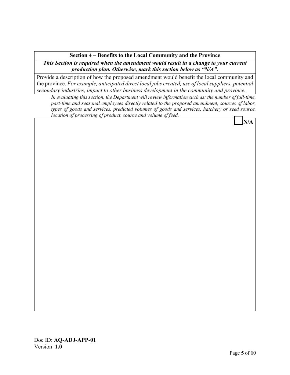 Form AQ-ADJ-APP-01 Proposal for an Adjudicative Amendment - Nova Scotia, Canada, Page 5
