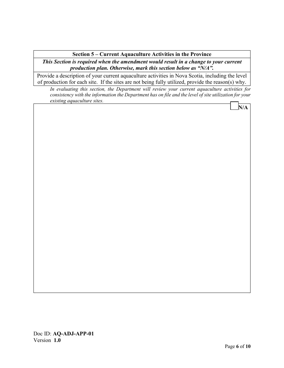 Form AQ-ADJ-APP-01 Proposal for an Adjudicative Amendment - Nova Scotia, Canada, Page 6