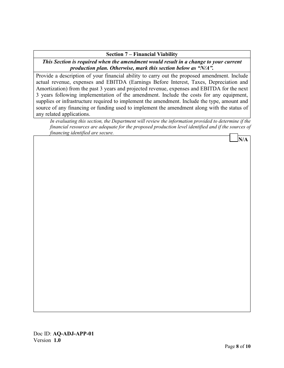 Form AQ-ADJ-APP-01 Proposal for an Adjudicative Amendment - Nova Scotia, Canada, Page 8