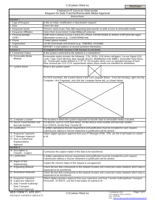WHS Form 11  Printable Pdf