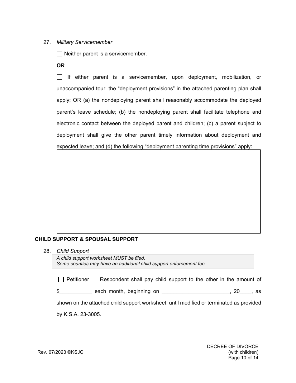 Decree of Divorce (With Children) - Kansas, Page 10