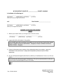 Document preview: Answer to Petition for Divorce (Agree) - Kansas