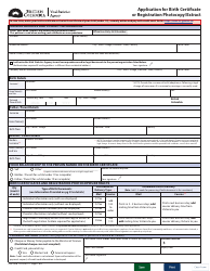 Form VSA430B Application for Birth Certificate or Registration Photocopy/Extract - British Columbia, Canada