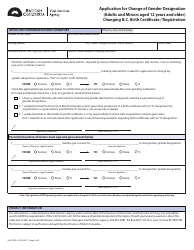 Form VSA509A Application for Change of Gender Designation (Adults and Minors Aged 12 Years and Older) Changing B.c. Birth Certificate/Registration - British Columbia, Canada, Page 2