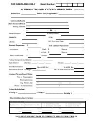 Alabama Cdbg Application Summary Form - Alabama