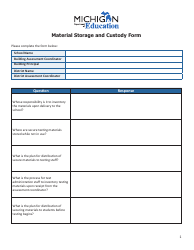 Material Storage and Custody Form - Michigan