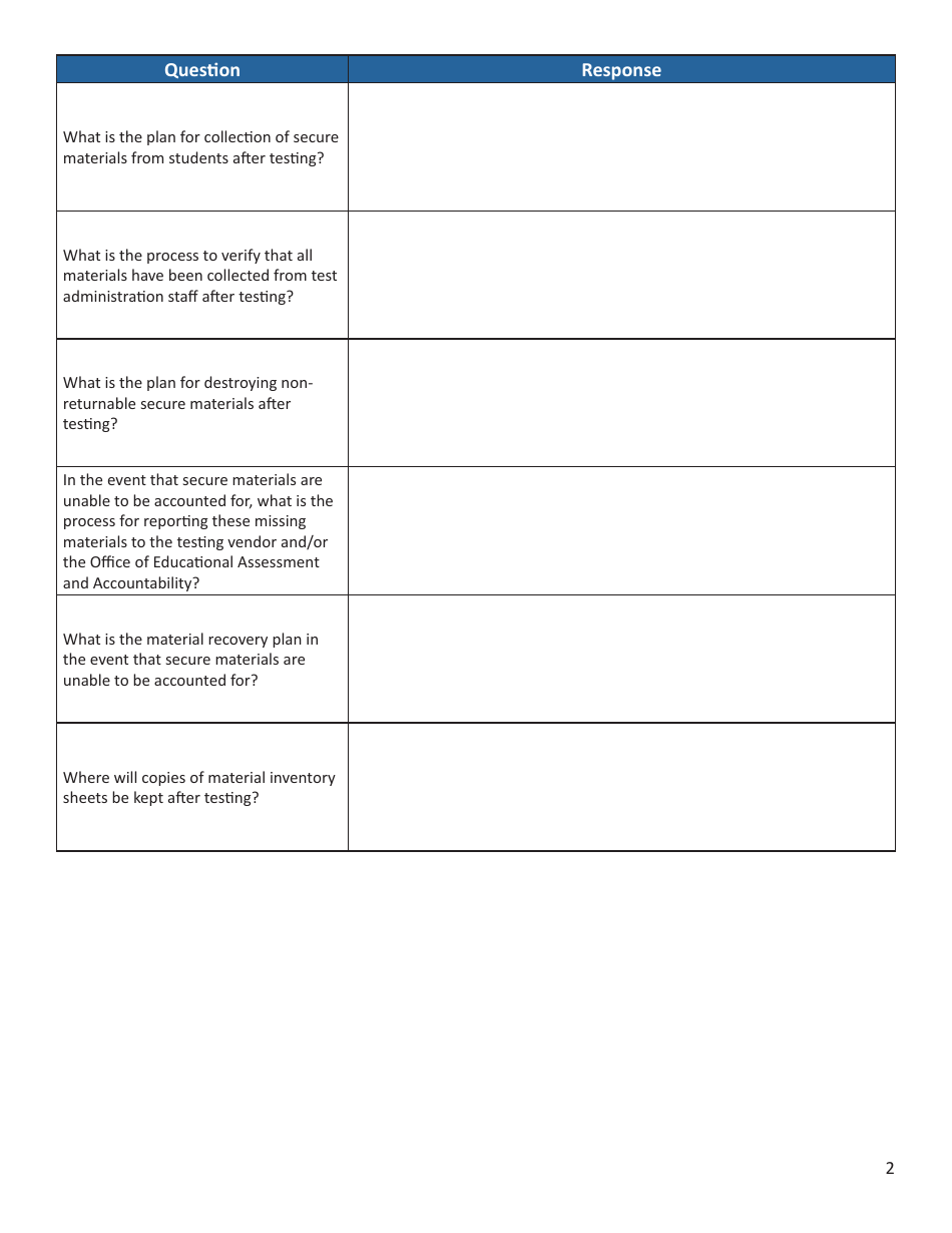Material Storage and Custody Form - Michigan, Page 2