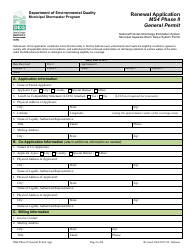 Renewal Application - Ms4 Phase II General Permit - Oregon