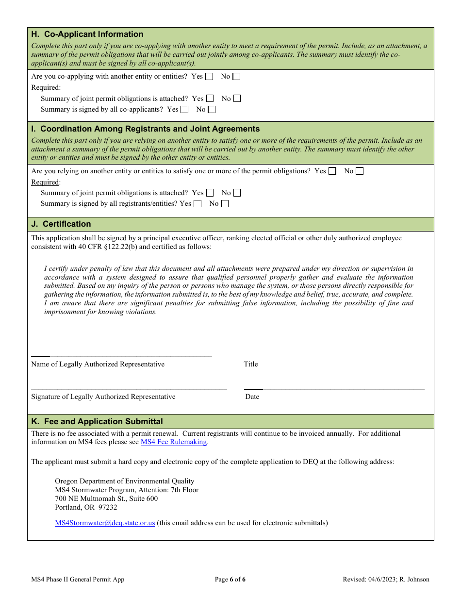 Renewal Application - Ms4 Phase II General Permit - Oregon, Page 6