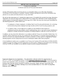 Form SSA-581-OP258 Authorization to Obtain Earnings Data From the Social Security Administration, Page 2