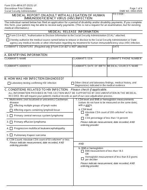 Form SSA-4814  Printable Pdf