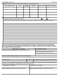 Form SSA-781 Certificate of Responsibility for Welfare and Care of Child Not in Applicant&#039;s Custody, Page 2