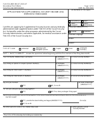 Form SSA-8001-BK Application for Supplemental Security Income (Ssi) (Deferred or Abbreviated)