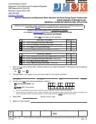 Form A465-1944INSTL_ULR Onsite Sewage System Installer - Universal License Recognition (Url) Application - Virginia