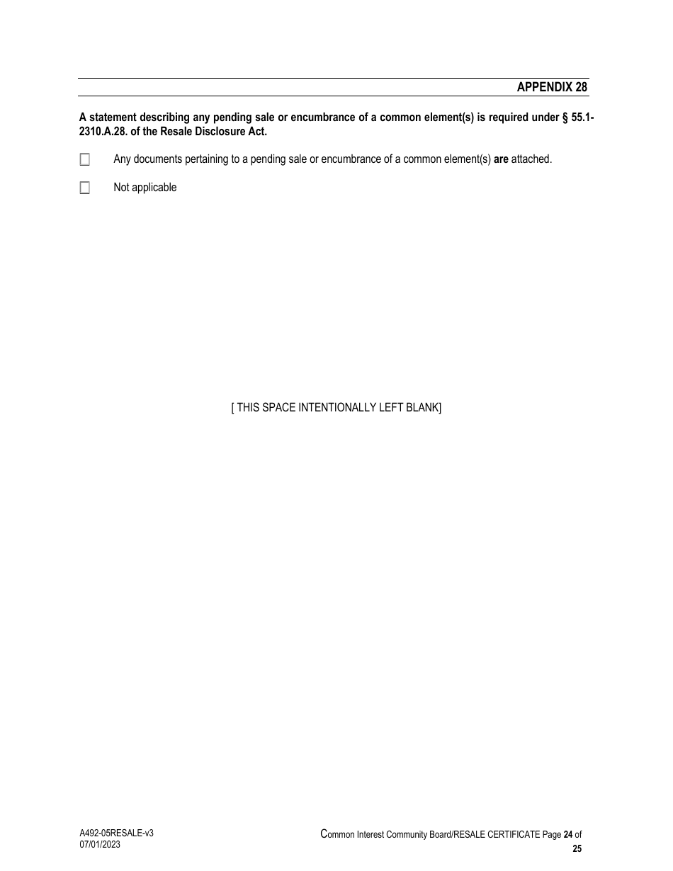 Form A492-05RESALE Common Interest Community Association Resale Certificate - Virginia, Page 24