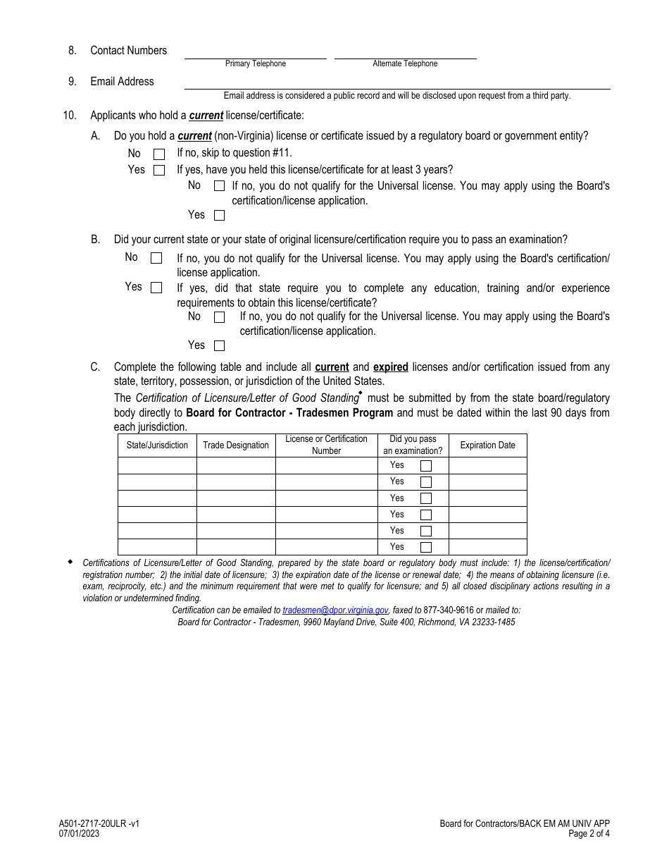 Form A501-2717-20ULR - Fill Out, Sign Online And Download Fillable PDF ...