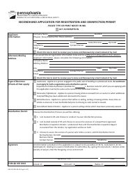 Form LIBU-103 Secondhand Application for Registration and Disinfection Permit - Pennsylvania