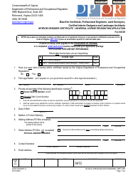 Document preview: Form A416-0412UNIV Interior Designer Certificate - Universal License Recognition Application - Virginia