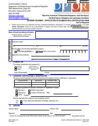 Document preview: Form A416-0412ELV Interior Designer - Verficiation of Examination & Certification Form - Virginia