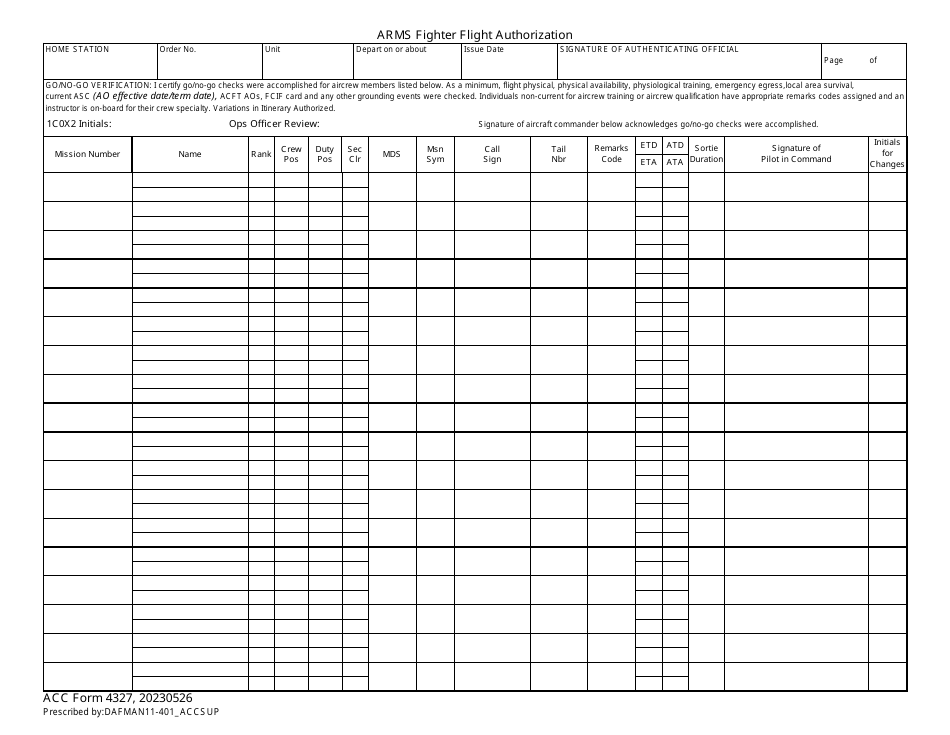 ACC Form 4327 - Fill Out, Sign Online and Download Fillable PDF ...