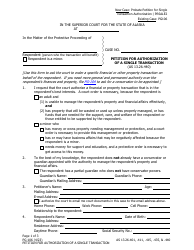 Document preview: Form PG-106 Petition for Authorization of a Single Transaction - Alaska