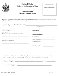 Application for a Marriage Officiant License - Maine