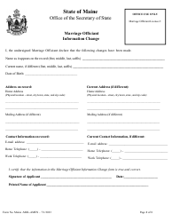 Document preview: Form MAINE-MOL-AMEN Marriage Officiant Information Change - Maine