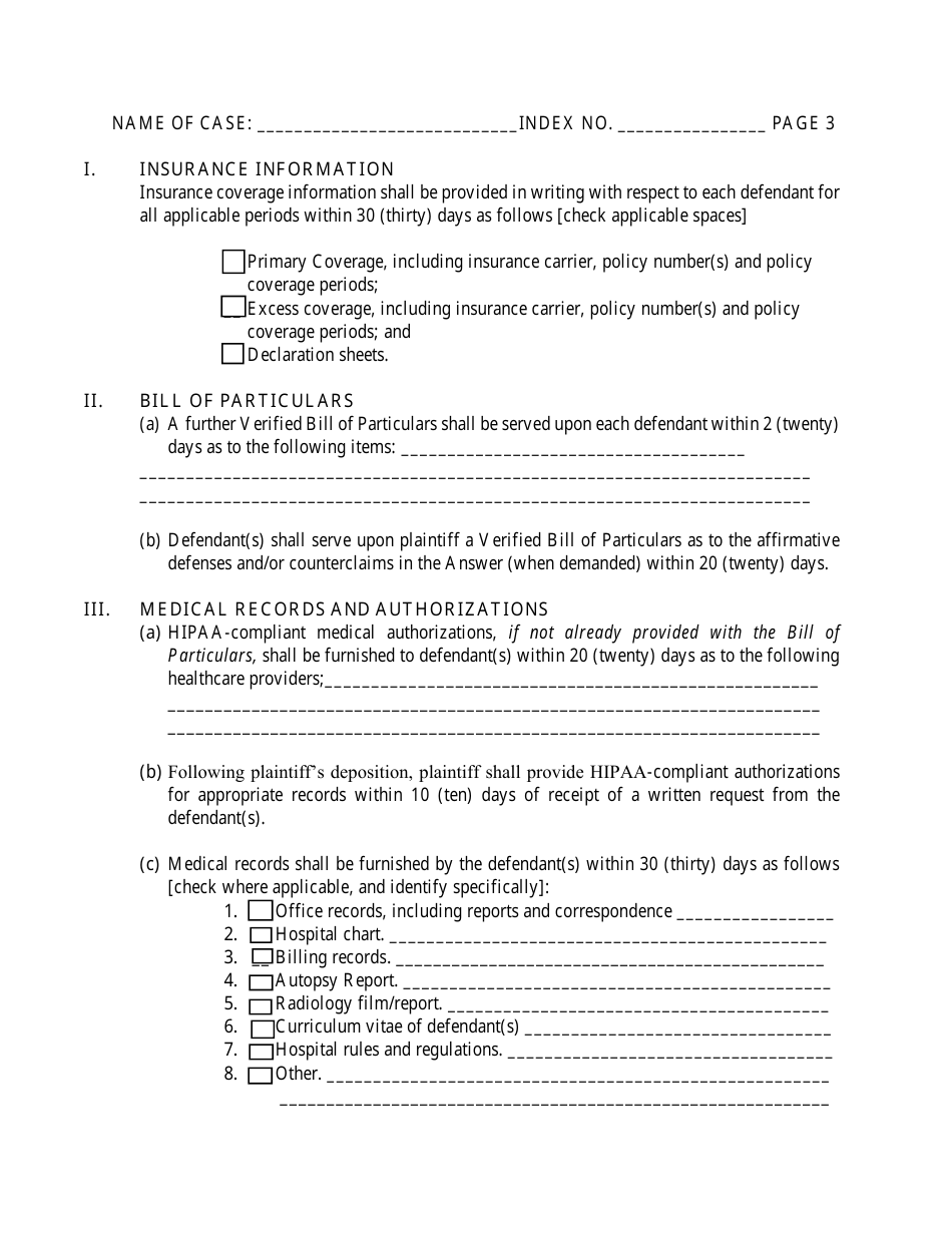 Preliminary Conference Stipulation and Order for Medical, Dental and Podiatric Malpractice Actions - Part 34 - County of Bronx, New York, Page 3