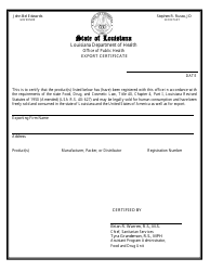 Document preview: Form FD-37 Export Certificate - Louisiana