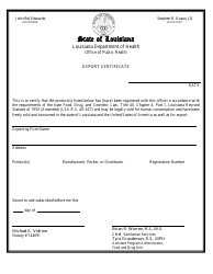 Document preview: Form FD-37A Notarized Export Certificate - Louisiana