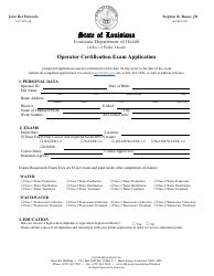 Document preview: Operator Certification Exam Application - Louisiana