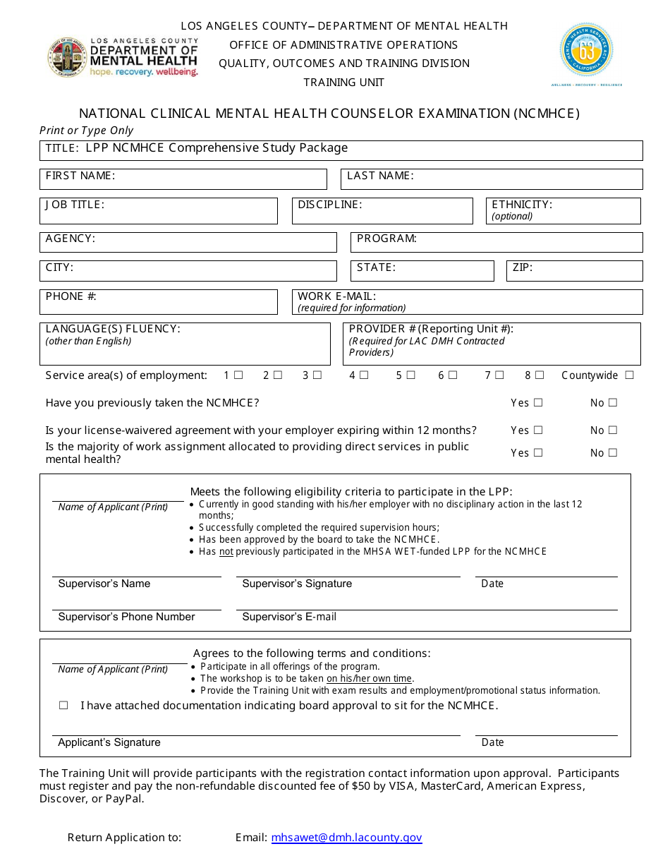 National Clinical Mental Health Counselor Examination (Ncmhce) - Licensure Preparation Program - County of Los Angeles, California, Page 2
