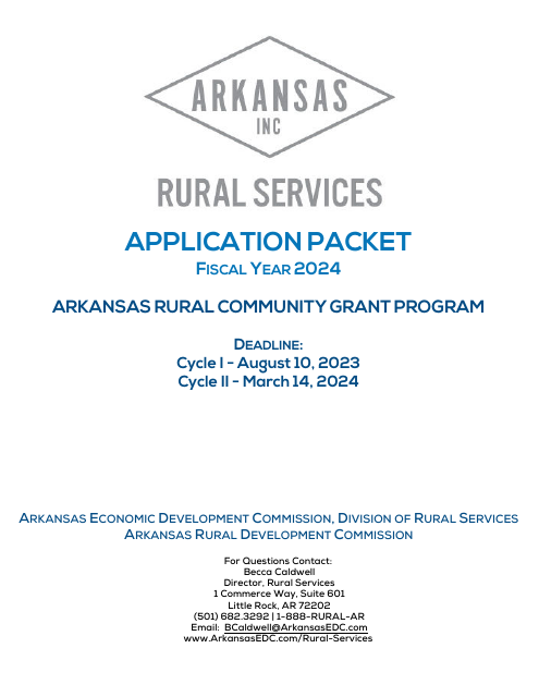 Arkansas Rural Community Grant Program Application - Arkansas Download Pdf