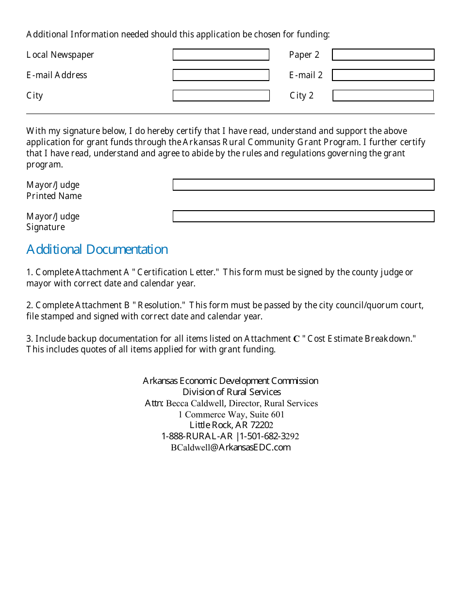 Arkansas Rural Community Grant Program Application - Arkansas, Page 10