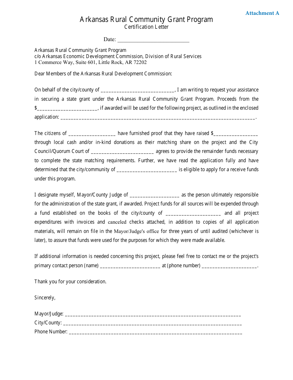 Arkansas Rural Community Grant Program Application - Arkansas, Page 11