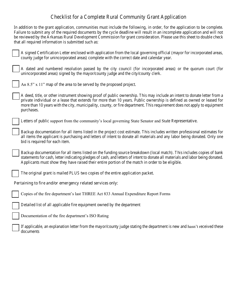 Arkansas Rural Community Grant Program Application - Arkansas, Page 14