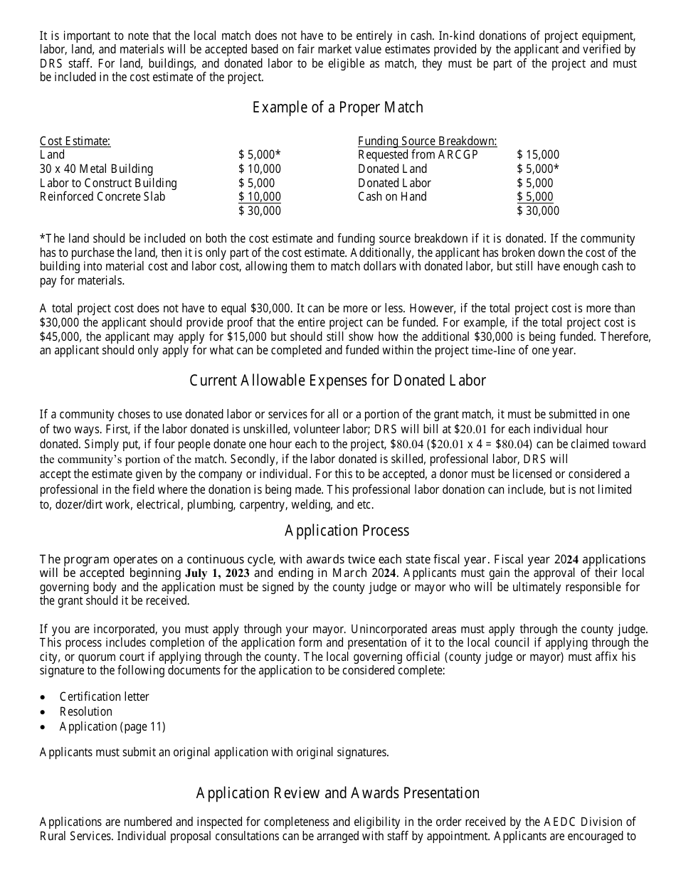 2024 Arkansas Arkansas Rural Community Grant Program Application Fill