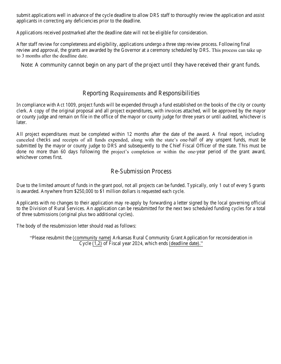Arkansas Rural Community Grant Program Application - Arkansas, Page 5